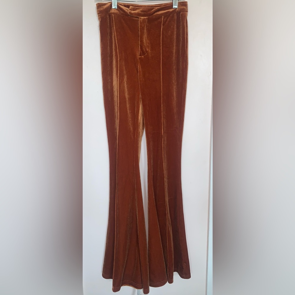 Princess Polly brown velvet flare pants